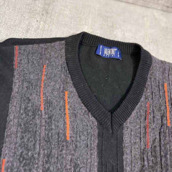 VINTAGE VALENTINO SWEATER BLACK GREY AND ORANGE - Picture 3 of 7
